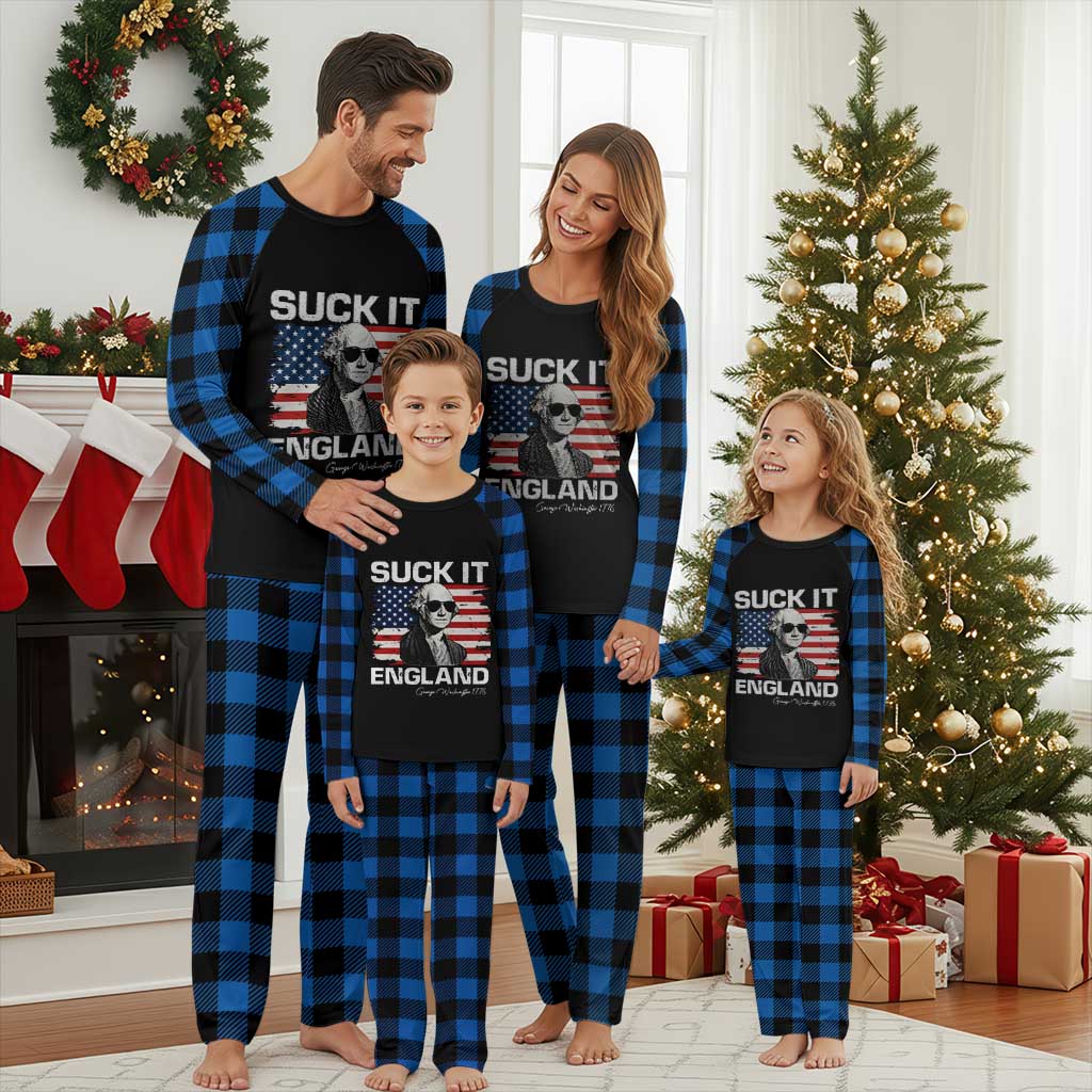 Funny George Washington Plaid Pajama Set Suck It England Bold Patriotic 4th of July 1776 - Wonder Print Shop