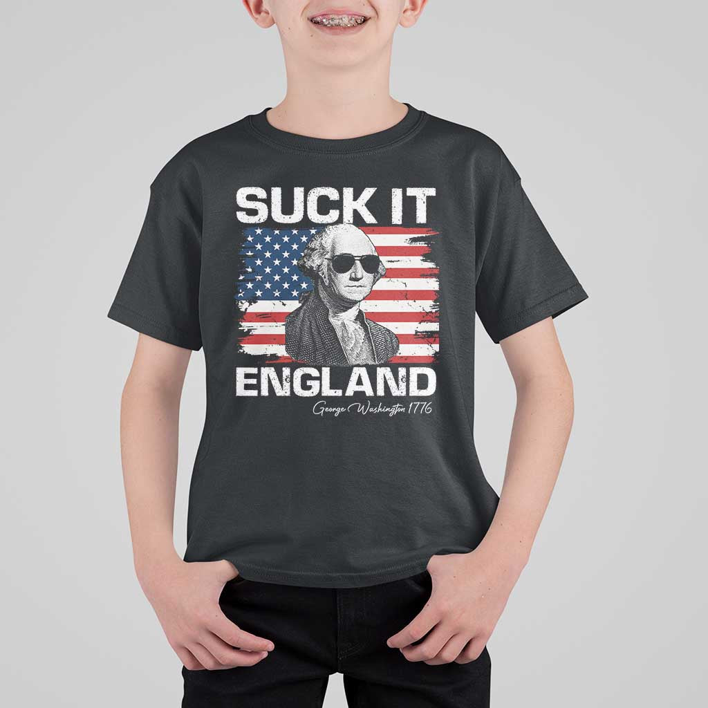 Funny George Washington T Shirt For Kid Suck It England Bold Patriotic 4th of July 1776