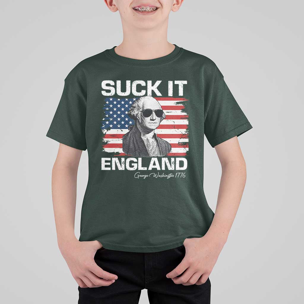 Funny George Washington T Shirt For Kid Suck It England Bold Patriotic 4th of July 1776