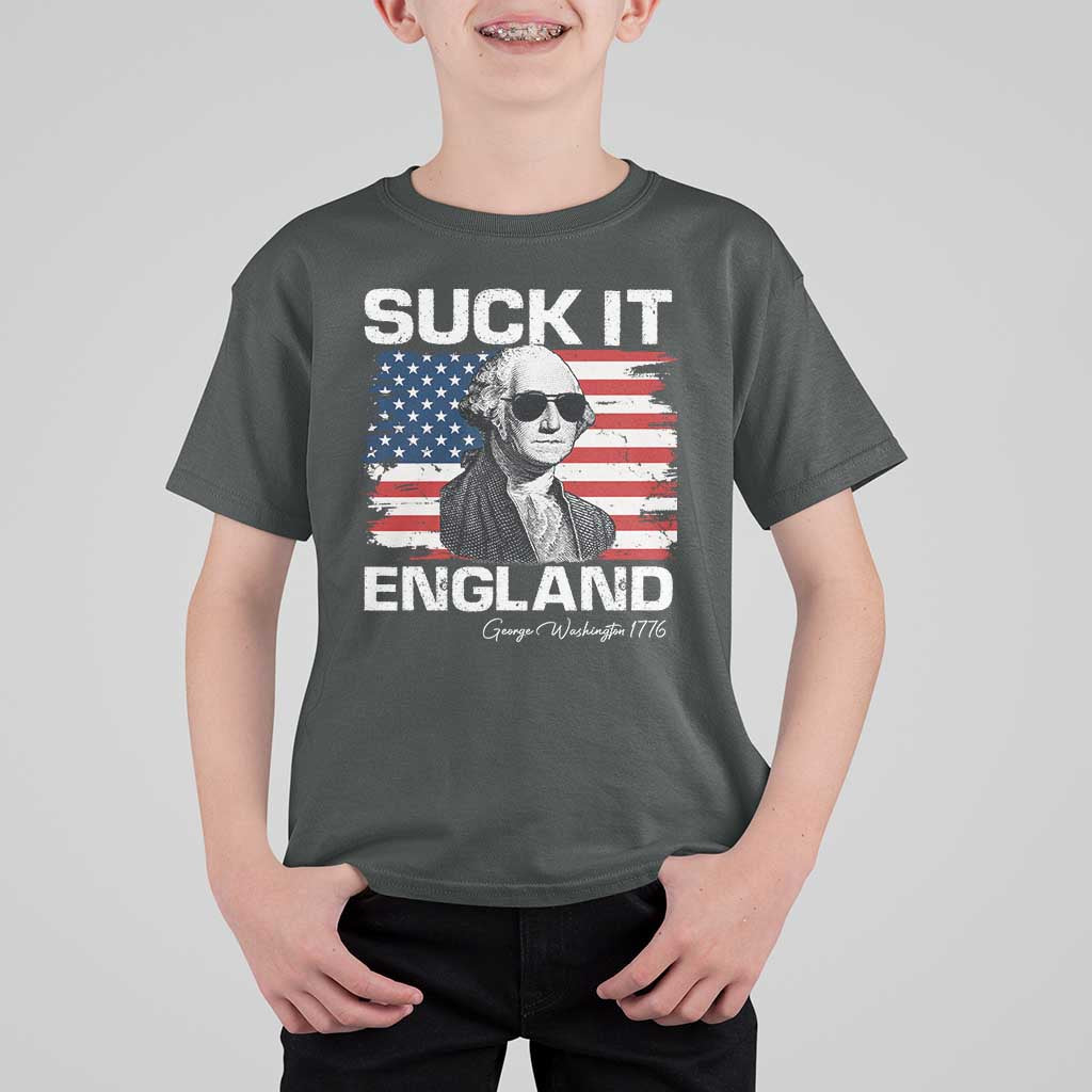 Funny George Washington T Shirt For Kid Suck It England Bold Patriotic 4th of July 1776