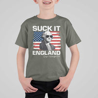 Funny George Washington T Shirt For Kid Suck It England Bold Patriotic 4th of July 1776