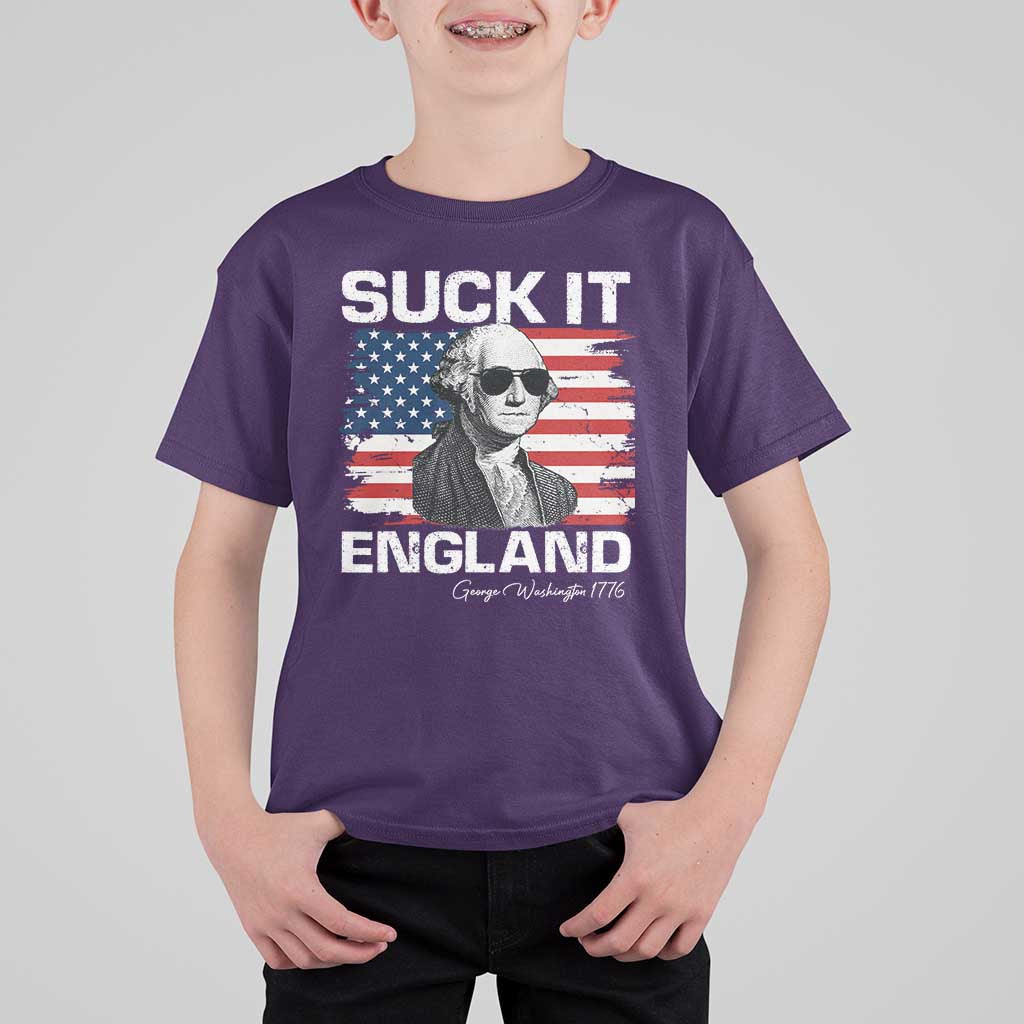 Funny George Washington T Shirt For Kid Suck It England Bold Patriotic 4th of July 1776
