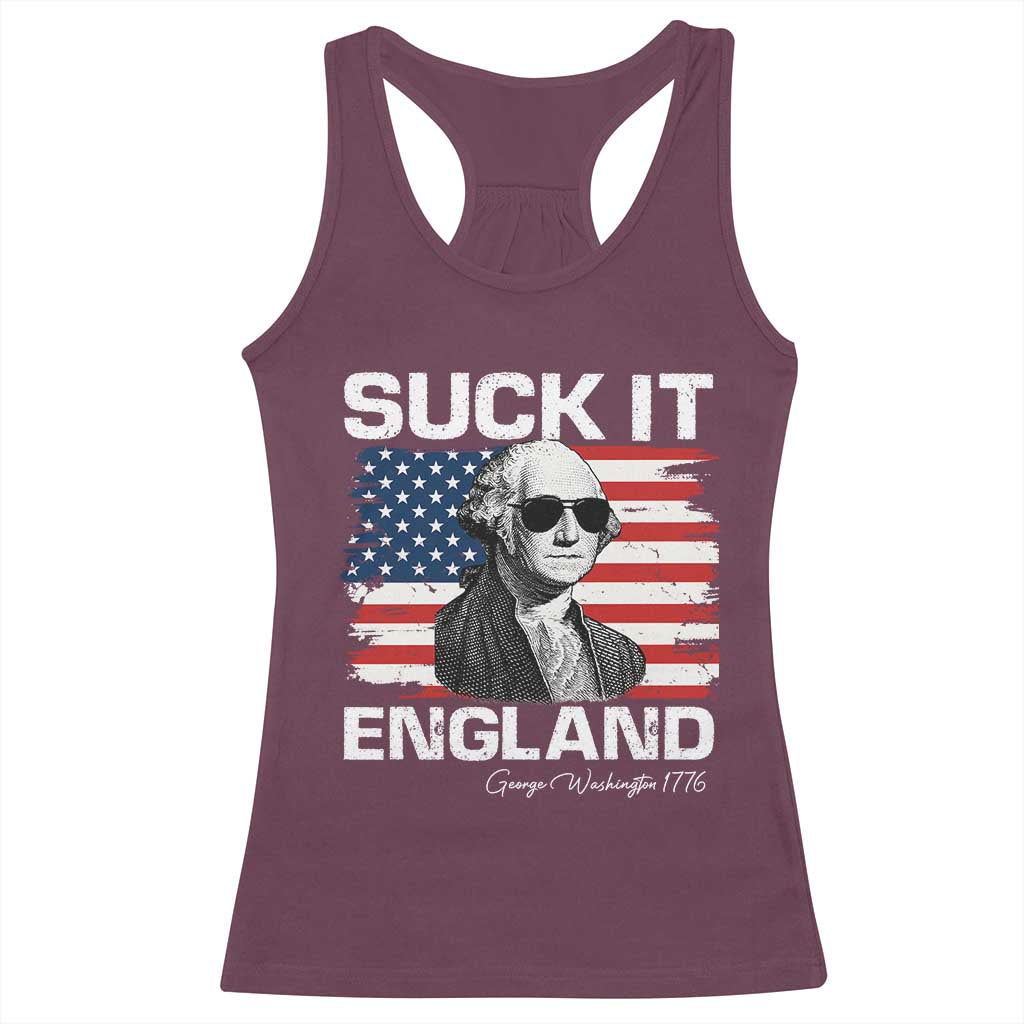 Funny George Washington Racerback Tank Top Suck It England Bold Patriotic 4th of July 1776