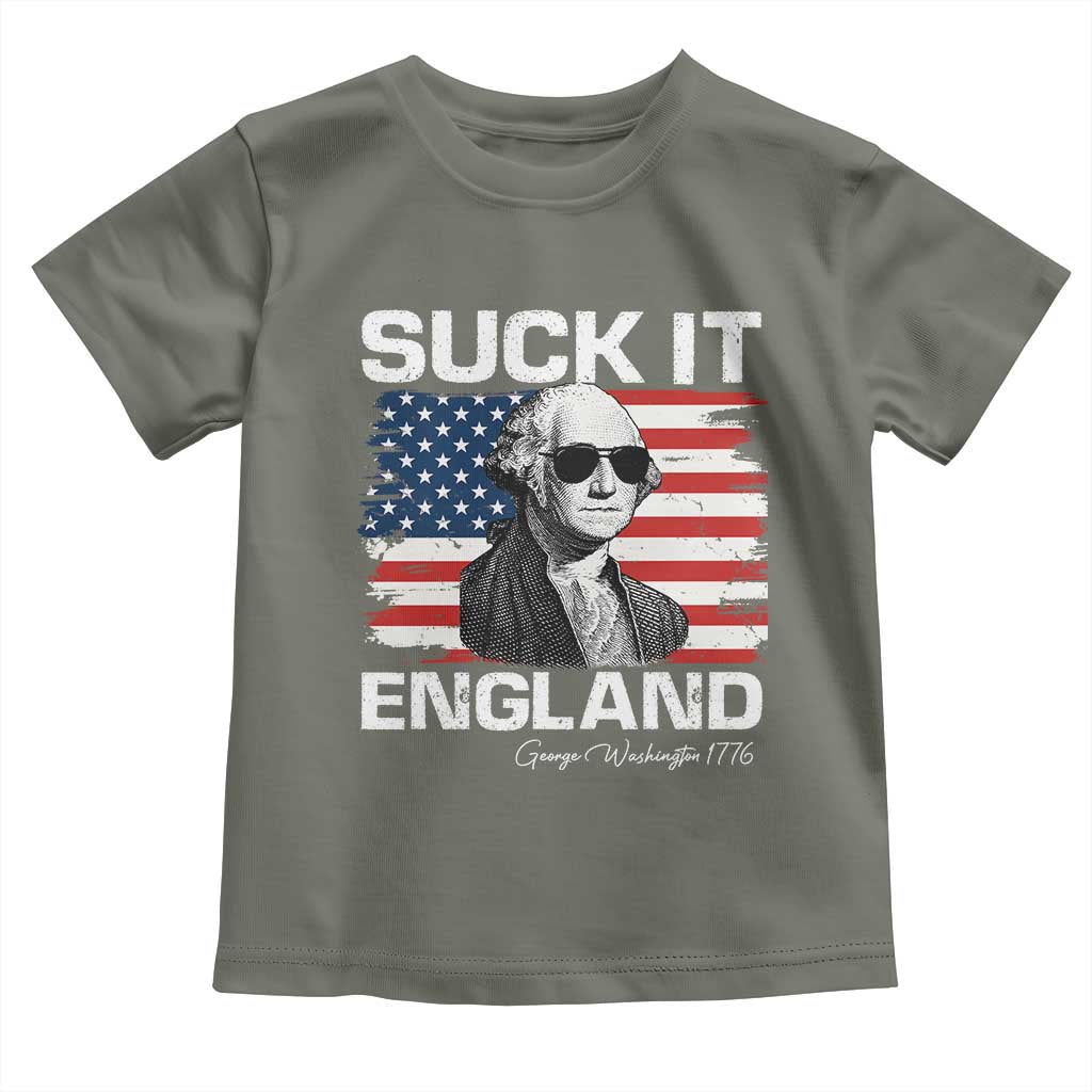 Funny George Washington Toddler T Shirt Suck It England Bold Patriotic 4th of July 1776