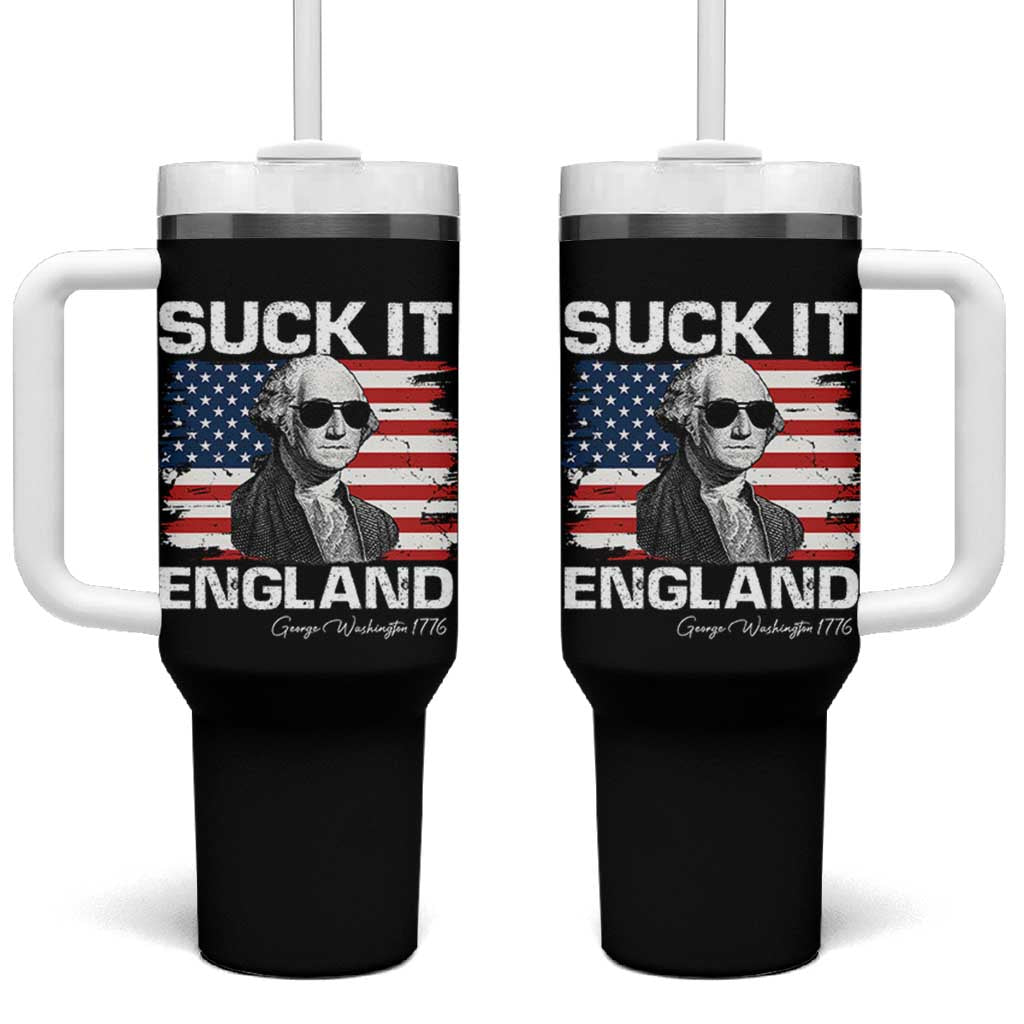 Funny George Washington Tumbler With Handle Suck It England Bold Patriotic 4th of July 1776