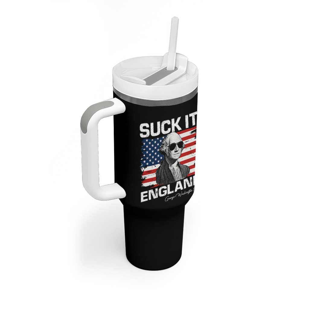 Funny George Washington Tumbler With Handle Suck It England Bold Patriotic 4th of July 1776