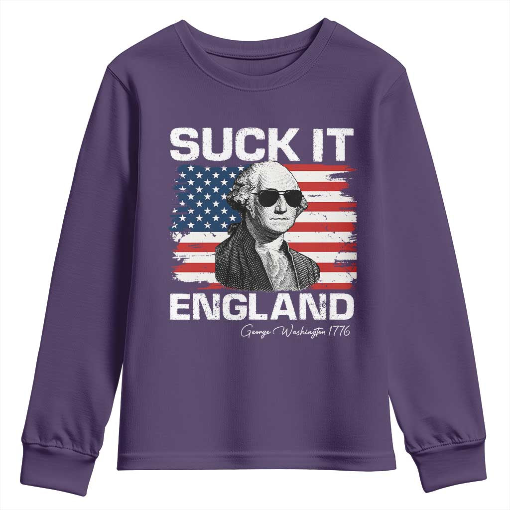 Funny George Washington Youth Sweatshirt Suck It England Bold Patriotic 4th of July 1776