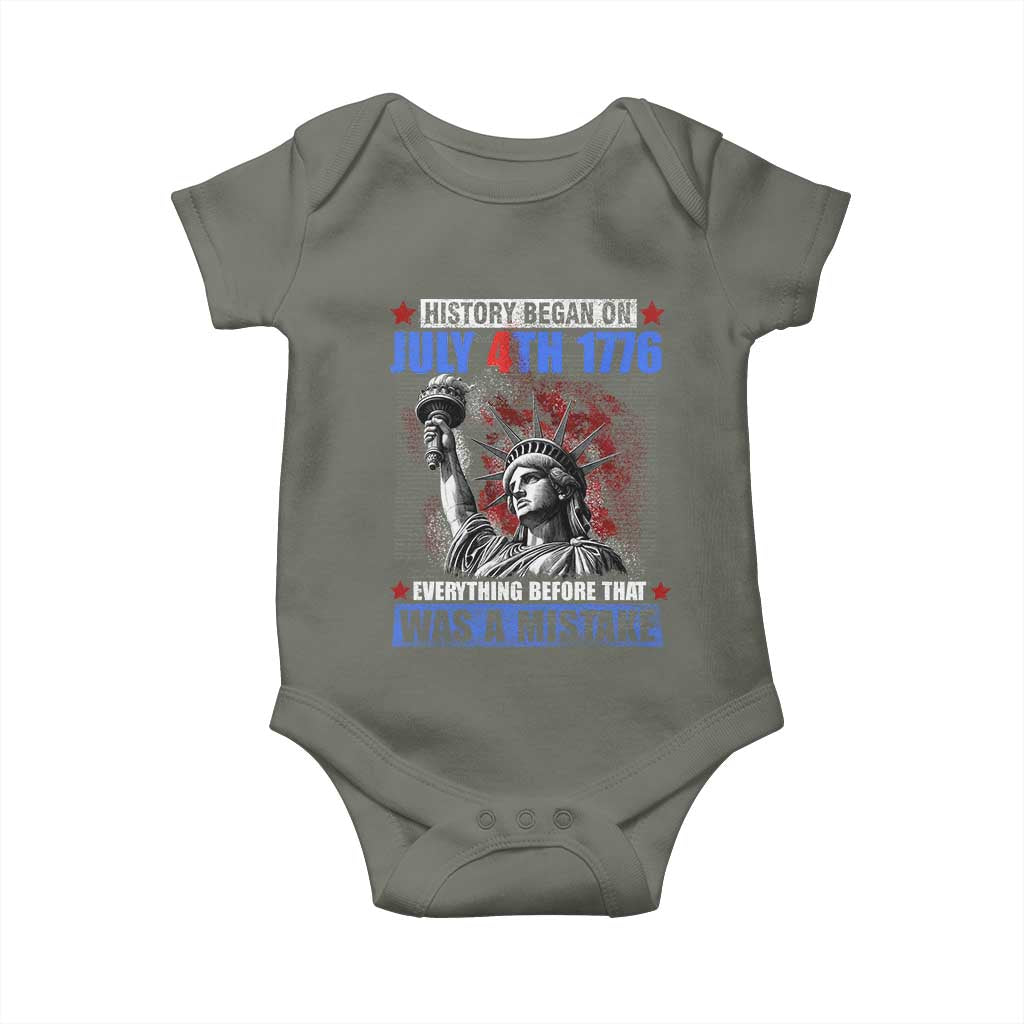 History Began July 4th 1776 Baby Onesie Bold Patriotic Statement Statue of Liberty