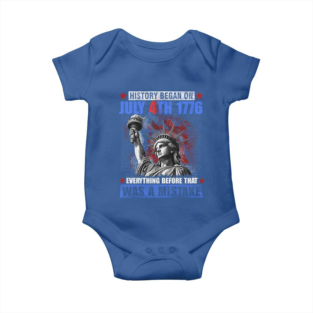 History Began July 4th 1776 Baby Onesie Bold Patriotic Statement Statue of Liberty