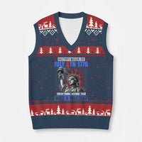 History Began July 4th 1776 V-Neck Knit Sweater Vest Bold Patriotic Statement Statue of Liberty - Wonder Print Shop