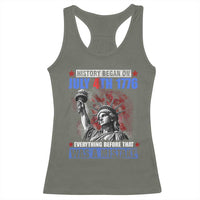 History Began July 4th 1776 Racerback Tank Top Bold Patriotic Statement Statue of Liberty