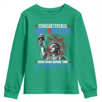 History Began July 4th 1776 Youth Sweatshirt Bold Patriotic Statement Statue of Liberty