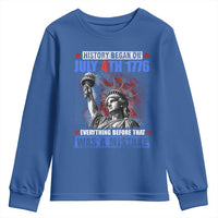 History Began July 4th 1776 Youth Sweatshirt Bold Patriotic Statement Statue of Liberty