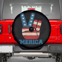 Vintage ‘Merica Peace Sign Spare Tire Cover Retro Patriotic 4th of July USA Flag