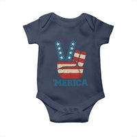 Vintage ‘Merica Peace Sign Baby Onesie Retro Patriotic 4th of July USA Flag