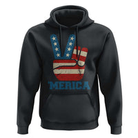 Vintage ‘Merica Peace Sign Hoodie Retro Patriotic 4th of July USA Flag