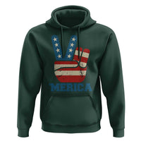 Vintage ‘Merica Peace Sign Hoodie Retro Patriotic 4th of July USA Flag