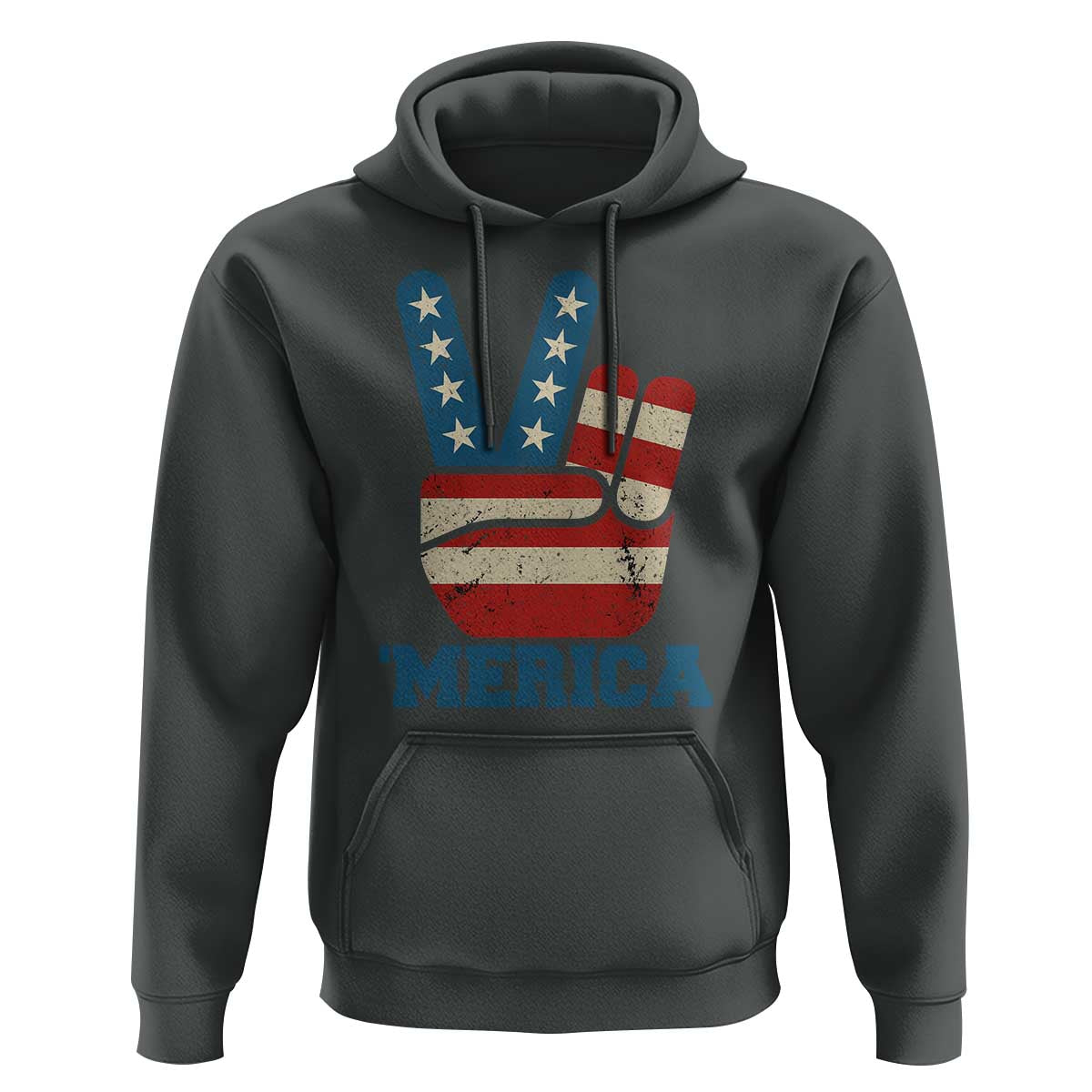 Vintage ‘Merica Peace Sign Hoodie Retro Patriotic 4th of July USA Flag