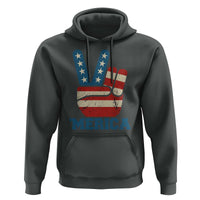 Vintage ‘Merica Peace Sign Hoodie Retro Patriotic 4th of July USA Flag