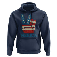 Vintage ‘Merica Peace Sign Hoodie Retro Patriotic 4th of July USA Flag