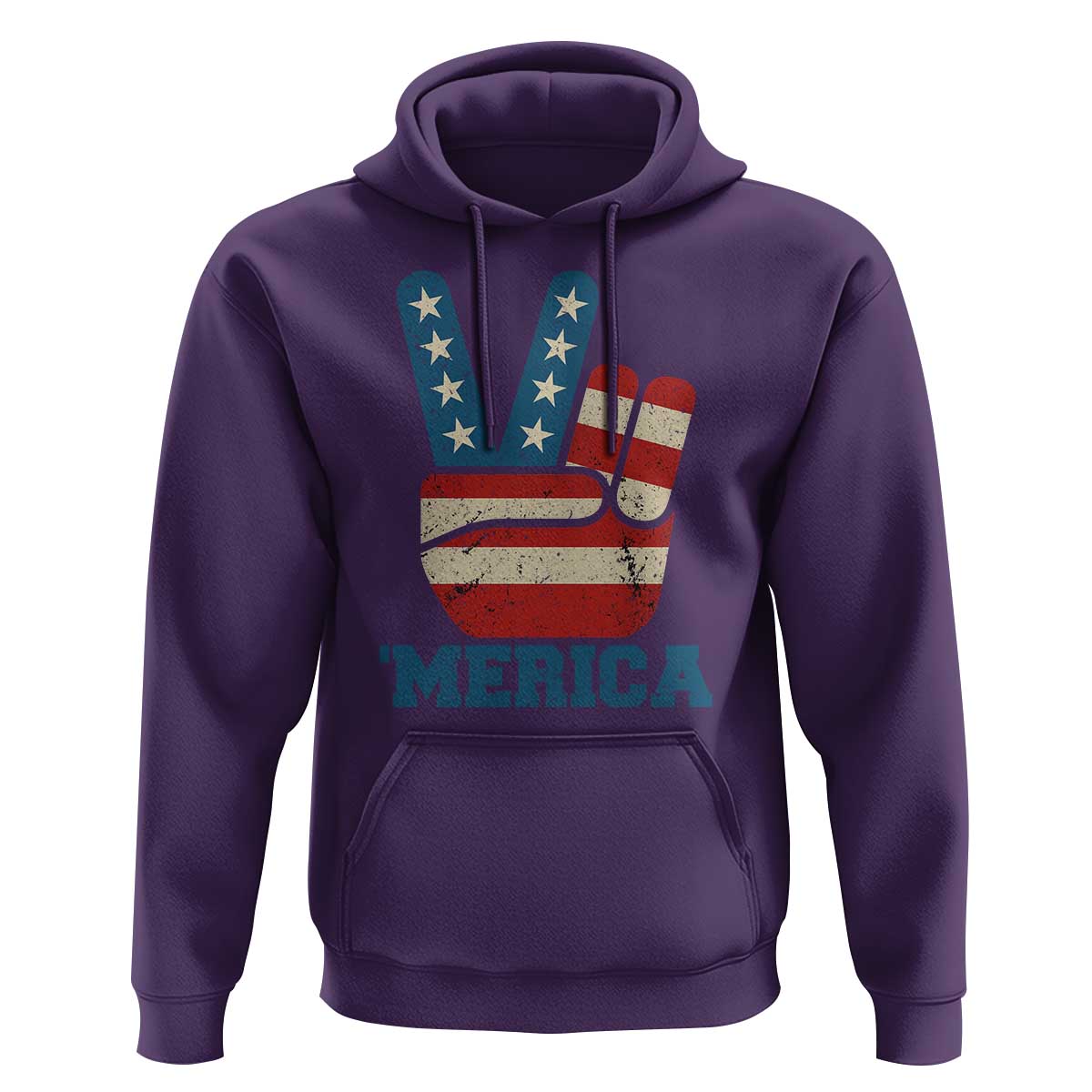 Vintage ‘Merica Peace Sign Hoodie Retro Patriotic 4th of July USA Flag