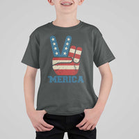 Vintage ‘Merica Peace Sign T Shirt For Kid Retro Patriotic 4th of July USA Flag