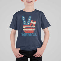 Vintage ‘Merica Peace Sign T Shirt For Kid Retro Patriotic 4th of July USA Flag