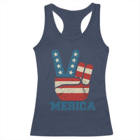 Vintage ‘Merica Peace Sign Racerback Tank Top Retro Patriotic 4th of July USA Flag
