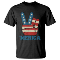 Vintage ‘Merica Peace Sign T Shirt Retro Patriotic 4th of July USA Flag