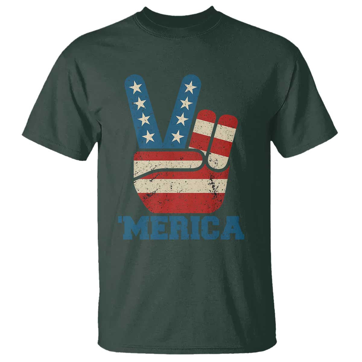 Vintage ‘Merica Peace Sign T Shirt Retro Patriotic 4th of July USA Flag