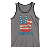 Vintage ‘Merica Peace Sign Tank Top Retro Patriotic 4th of July USA Flag