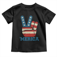 Vintage ‘Merica Peace Sign Toddler T Shirt Retro Patriotic 4th of July USA Flag