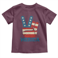 Vintage ‘Merica Peace Sign Toddler T Shirt Retro Patriotic 4th of July USA Flag