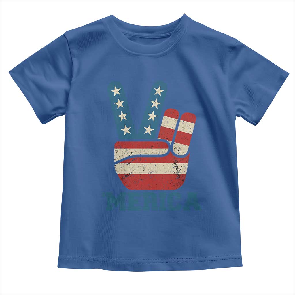 Vintage ‘Merica Peace Sign Toddler T Shirt Retro Patriotic 4th of July USA Flag