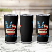 Vintage ‘Merica Peace Sign Tumbler Cup Retro Patriotic 4th of July USA Flag