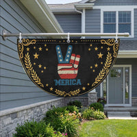 Vintage ‘Merica Peace Sign Patriotic Fan Flag Retro 4th of July USA Flag