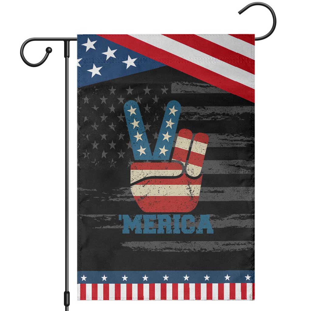 Vintage ‘Merica Peace Sign Garden Flag Retro Patriotic 4th of July USA Flag