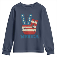 Vintage ‘Merica Peace Sign Youth Sweatshirt Retro Patriotic 4th of July USA Flag