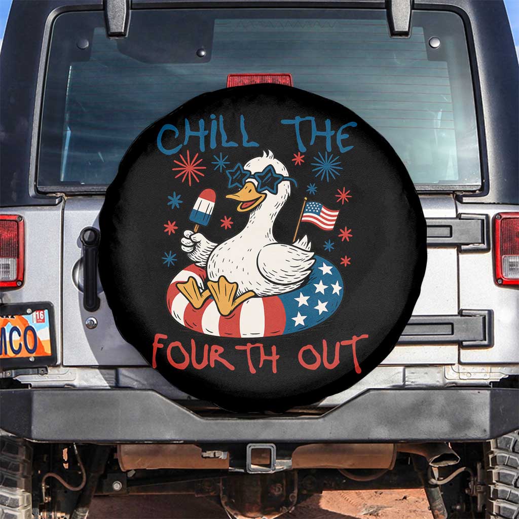 Funny Goose 4th of July Spare Tire Cover Chill the Fourth Out Patriotic Humor with Summer Vibes