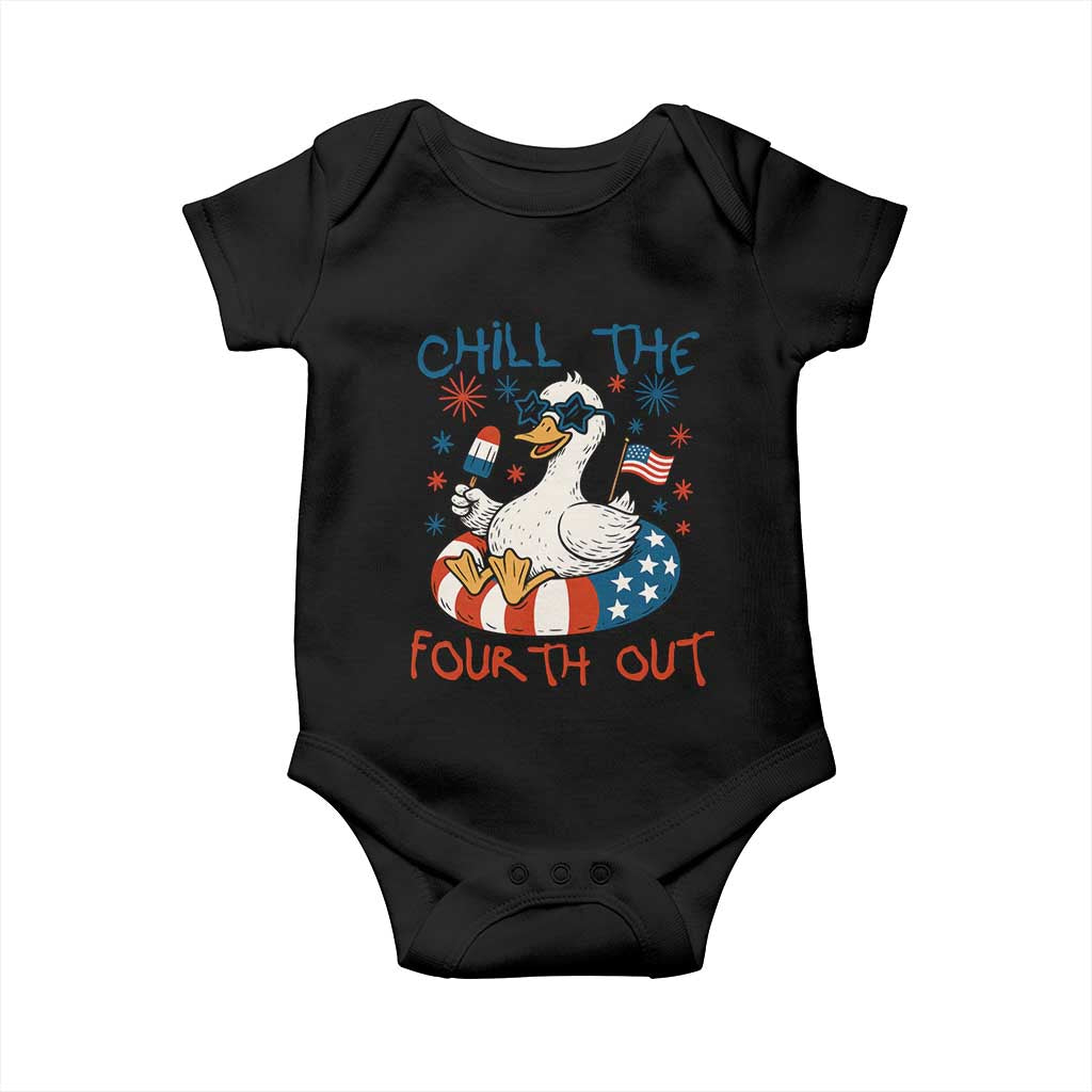 Funny Goose 4th of July Baby Onesie Chill the Fourth Out Patriotic Humor with Summer Vibes