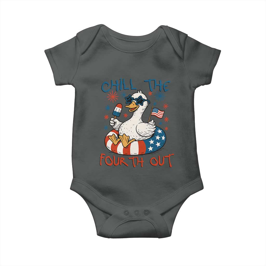 Funny Goose 4th of July Baby Onesie Chill the Fourth Out Patriotic Humor with Summer Vibes