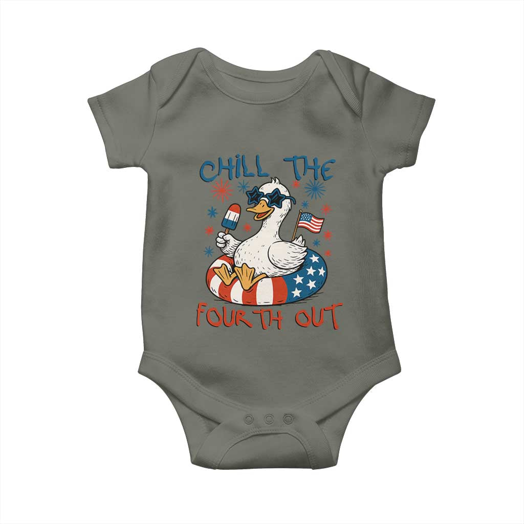 Funny Goose 4th of July Baby Onesie Chill the Fourth Out Patriotic Humor with Summer Vibes