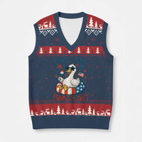 Funny Goose 4th of July V-Neck Knit Sweater Vest Chill the Fourth Out Patriotic Humor with Summer Vibes - Wonder Print Shop