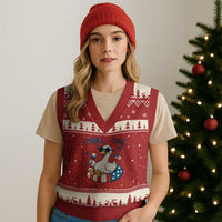 Funny Goose 4th of July V-Neck Knit Sweater Vest Chill the Fourth Out Patriotic Humor with Summer Vibes - Wonder Print Shop