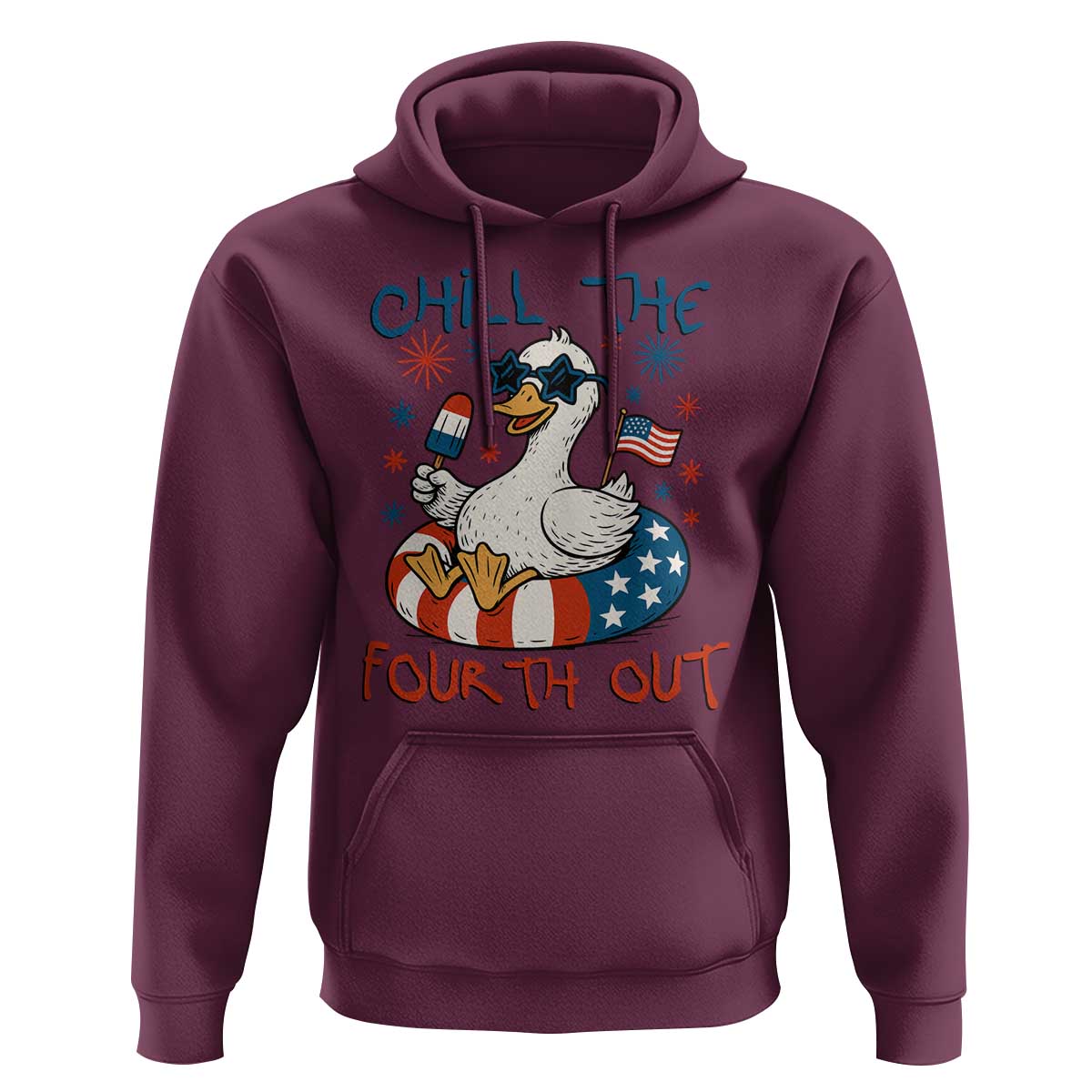 Funny Goose 4th of July Hoodie Chill the Fourth Out Patriotic Humor with Summer Vibes