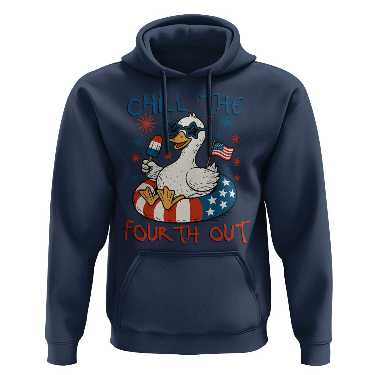 Funny Goose 4th of July Hoodie Chill the Fourth Out Patriotic Humor with Summer Vibes