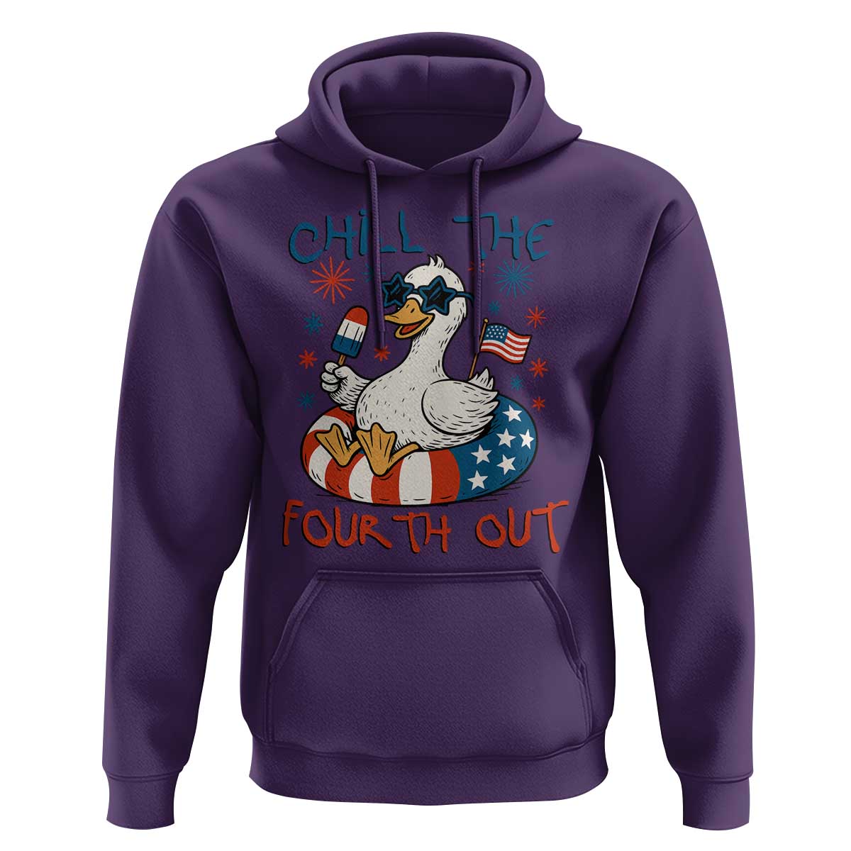 Funny Goose 4th of July Hoodie Chill the Fourth Out Patriotic Humor with Summer Vibes