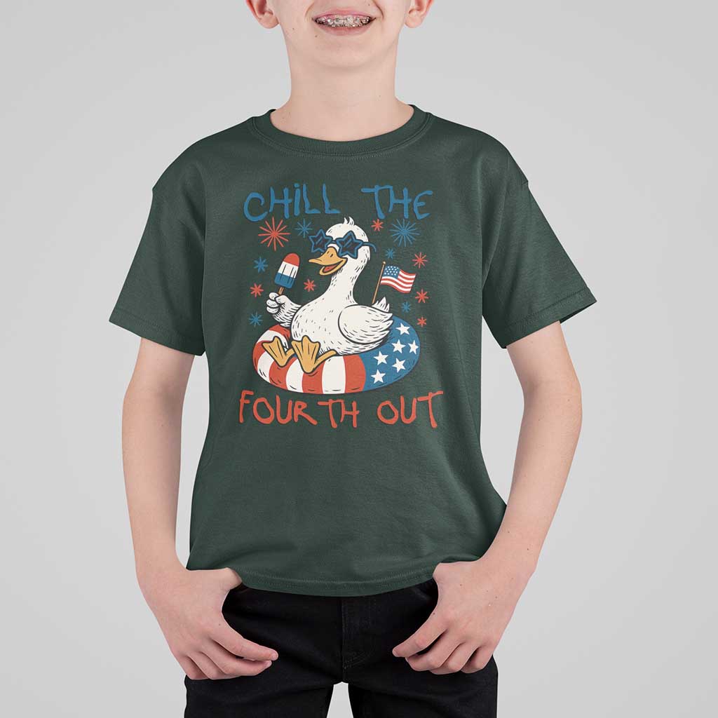 Funny Goose 4th of July T Shirt For Kid Chill the Fourth Out Patriotic Humor with Summer Vibes