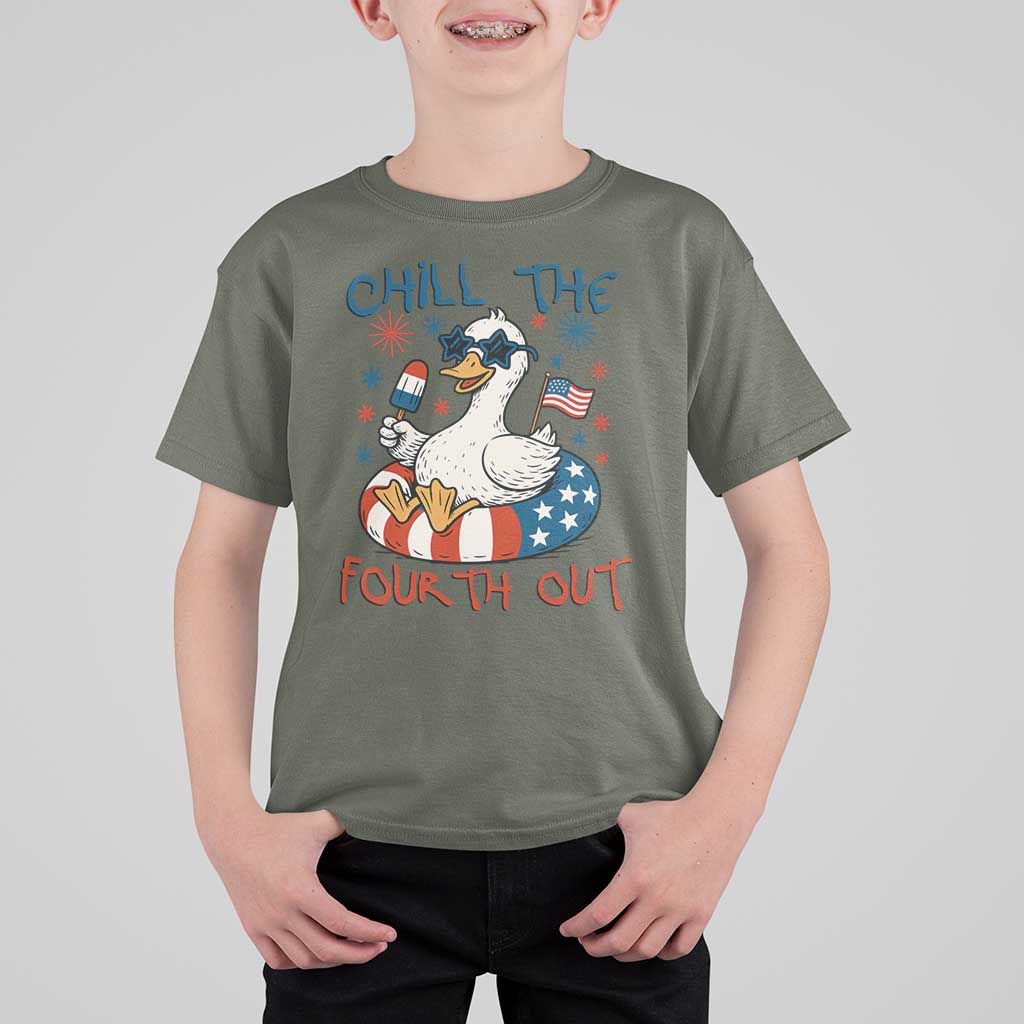 Funny Goose 4th of July T Shirt For Kid Chill the Fourth Out Patriotic Humor with Summer Vibes