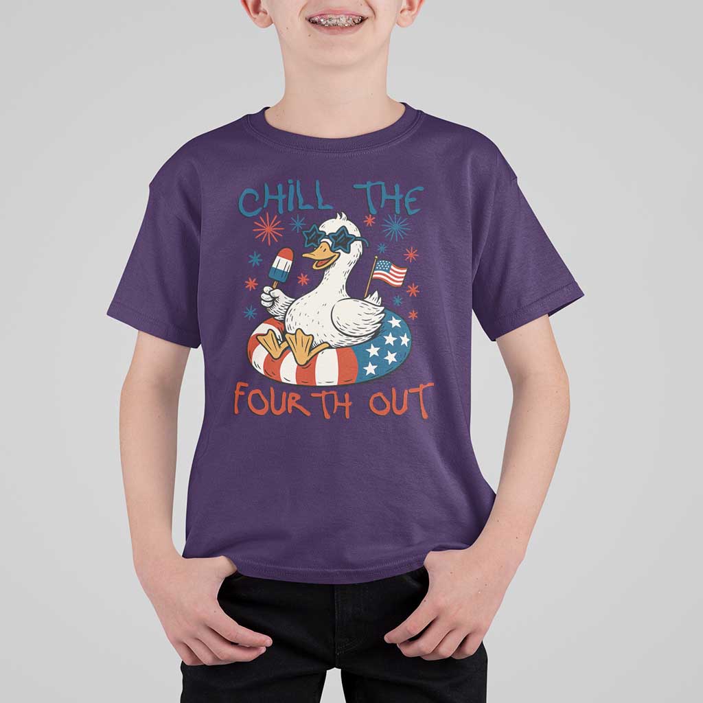 Funny Goose 4th of July T Shirt For Kid Chill the Fourth Out Patriotic Humor with Summer Vibes